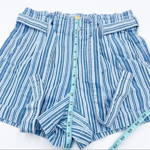 American Eagle Stretch Mom Short Size 6 Paperbag Belted Blue White Stripe Preppy - Image 8