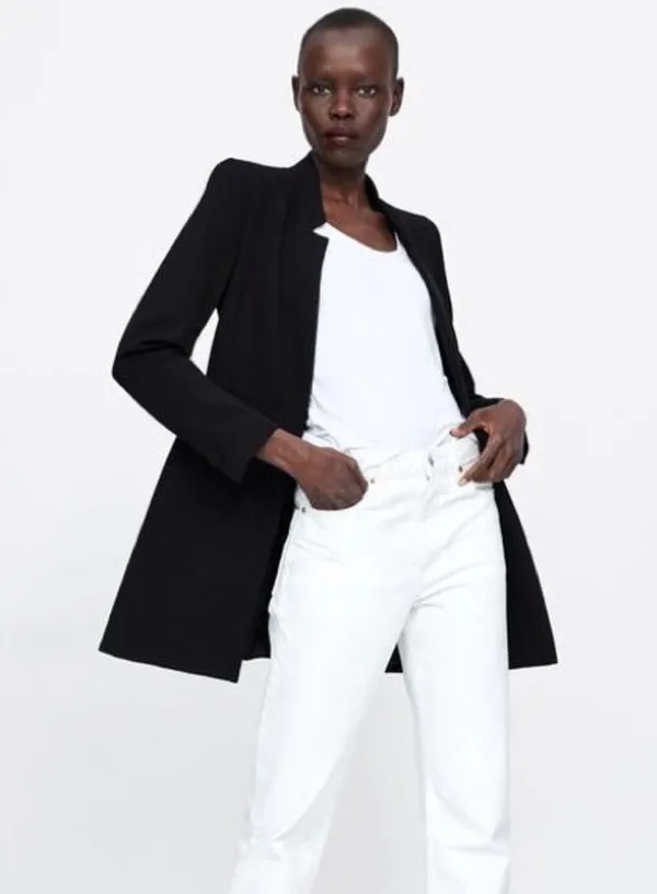 Zara Outerwear Inverted Lapel Frock Coat Blazer BLACK NEW - Image 3
