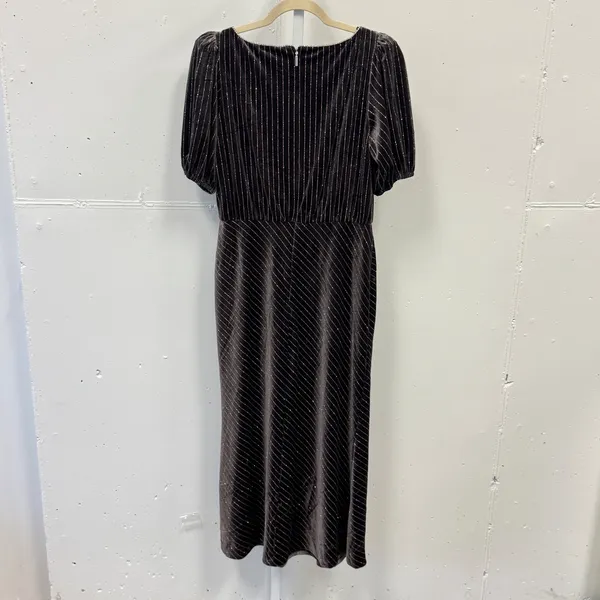 Karl Lagerfeld Paris Velvet Pinstripe Rhinestone Midi Maxi Dress Brown 8 Holiday - Image 4