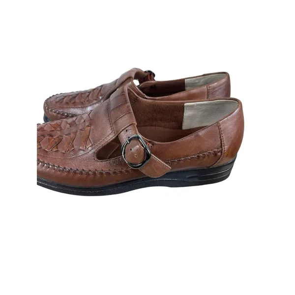 LifeStride Studio Brown Leather Loafer Shoes Women’s 8.5W Woven Slip On Buckle - Image 10