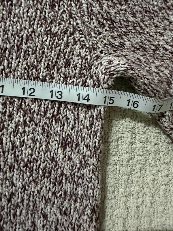 LOFT Marled Knit Crewneck Sweater Women's XS Brown Cream Cotton Blend - Image 6