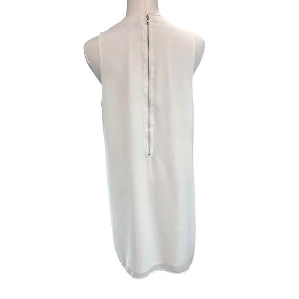 Naked Zebra Mini Shift Dress Y2K Retro Formal Office White SZ LG Lined Summer - Image 5