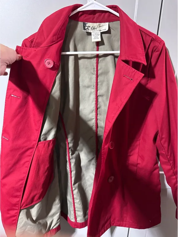 Oleg Cassini Collection Red Double Breasted Trench Coat - Image 5