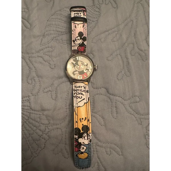 NWOT Disney Mickey Mouse Watch MZB Mck958h15 Silver Case Multicolor Cartoon Band - Image 2
