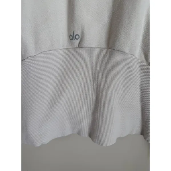 Alo Yoga Hoodie Womens Small Bone White Relaxed Fleece Pullover Sweatshirt - Image 6