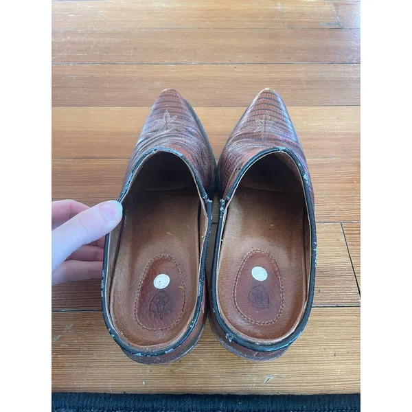 Ariat 8 Women's Clogs‎ Mules Brown Leather Desert Star Block Heel Lizard Western - Image 10