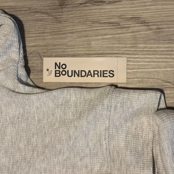 No Boundaries New! Women’s Light Gray Waffle-Knit Hoodie & pants Set size L - Image 4