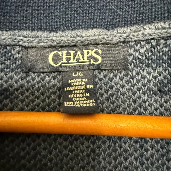 CHAPS Shawl Collar Cardigan Sweater Pine Lodge Southwestern Aztec – Blue Size L - Image 2