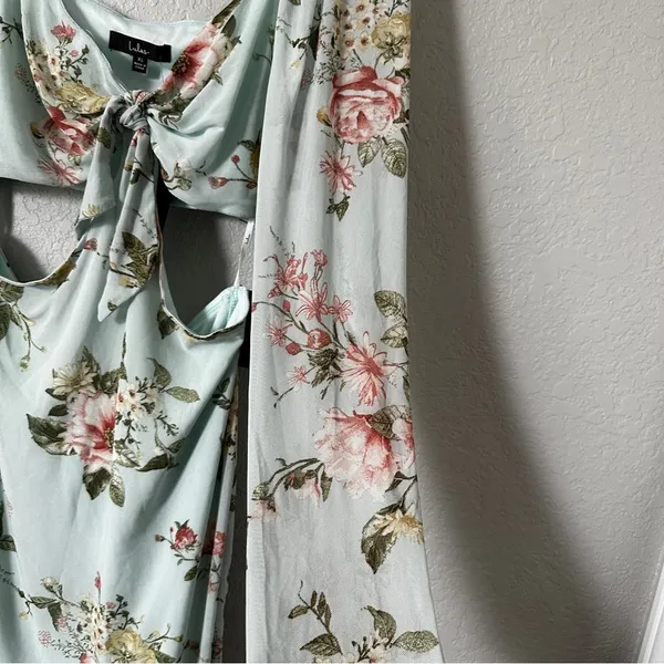 Lulu’s Ode to Spring Mint Floral Print Tie-Front Bodycon Mini Dress Size XL​‎ - Image 13