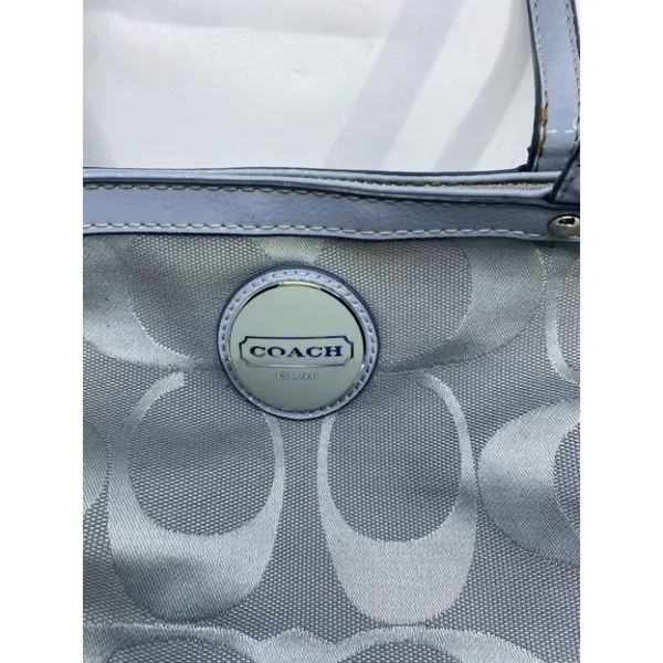 Coach Gray Jacquard Fabric Long Strap Tote Bag - Image 5
