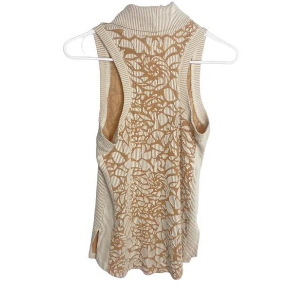 ANTHROPOLOGIE MEADOW RUE IVORY BLUSH SLEEVELESS TURTLENECK RIBBED TOP Sz S m - Image 7