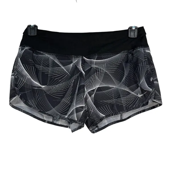 Nike Dri Fit Running Shorts Womens‎ Size Small Black White Geometric Print - Image 9