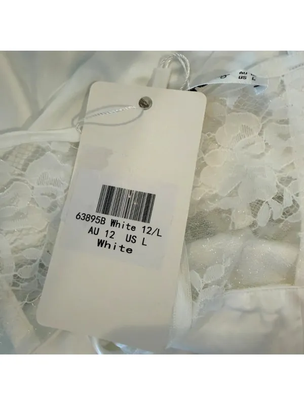 One and Only Collective Corset Style Lace Inset Mini Dress White Size Small NWT - Image 4