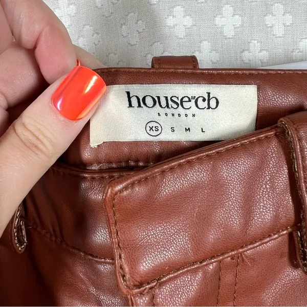 House Of CB Brown‎ Faux Leather High Rise Pants - Image 3