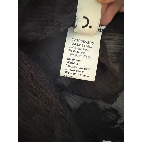 Commense Black Sheer Eyelash Textured‎ Button Up Top Long Flare Sleeve XS - Image 6