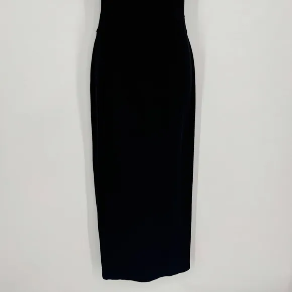 Marcella Sonata‎ Ponte Knit Midi Cocktail Dress Small Black Asymmetric Cutout - Image 5