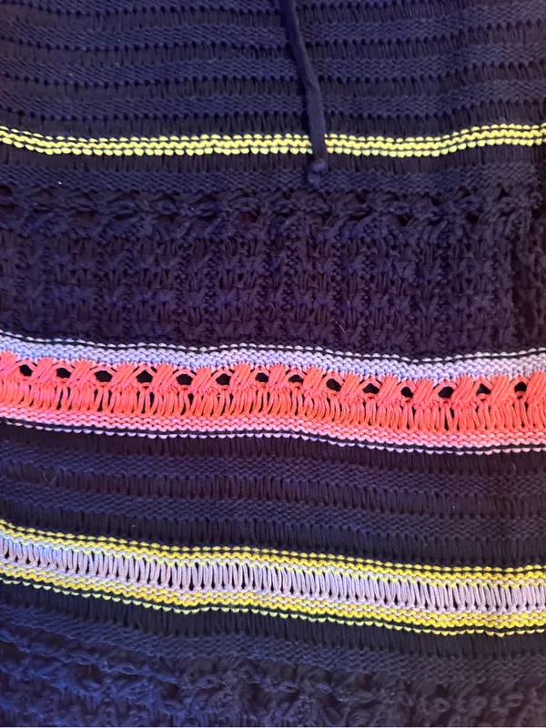 Anthropologie Maeve Antonella Crochet Midi Skirt Navy Striped Small EUC - Image 3