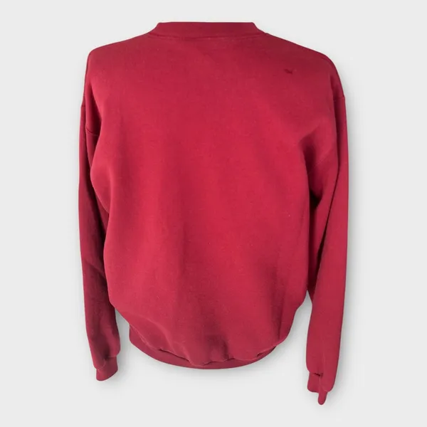 Vintage 90s Cat 3/4 zip Sweatshirt Women's Large L Red Grandmacore Top Stitch - Image 7