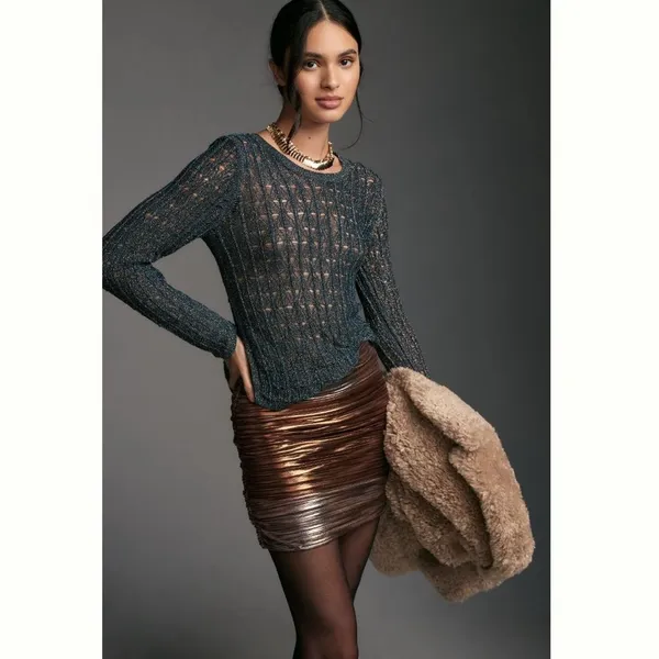 Anthropologie Pilcro Long-Sleeve Open-stitch Netting Sweater - Image 2