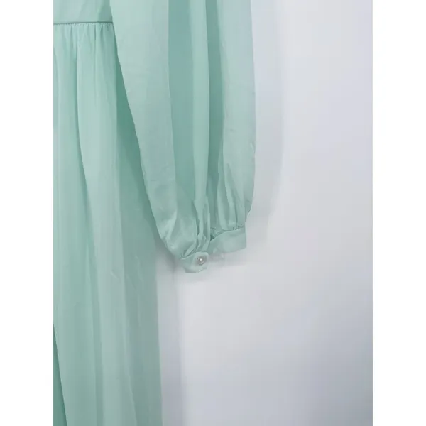 Vintage Gotham Gold Stripe Mint Green‎ Gown Nightgown Sheer Embroidery Small 34 - Image 3