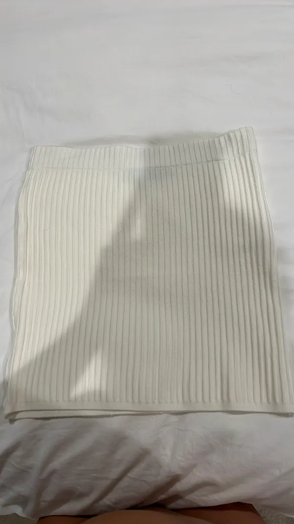 White Fox Boutique Fair And Square Knit Bustier Slow Jams Knit Mini Skirt Off-White Set - Image 9