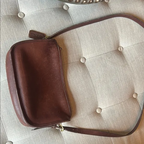 VTG 1993 COACH Brown MITCHELL Zip Leather Bag USA 9938 - Image 5