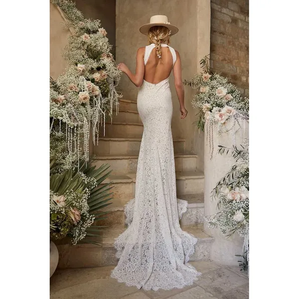 Lulus Love Everlasting White Floral Lace Mermaid Maxi Dress Wedding Gown Small - Image 5