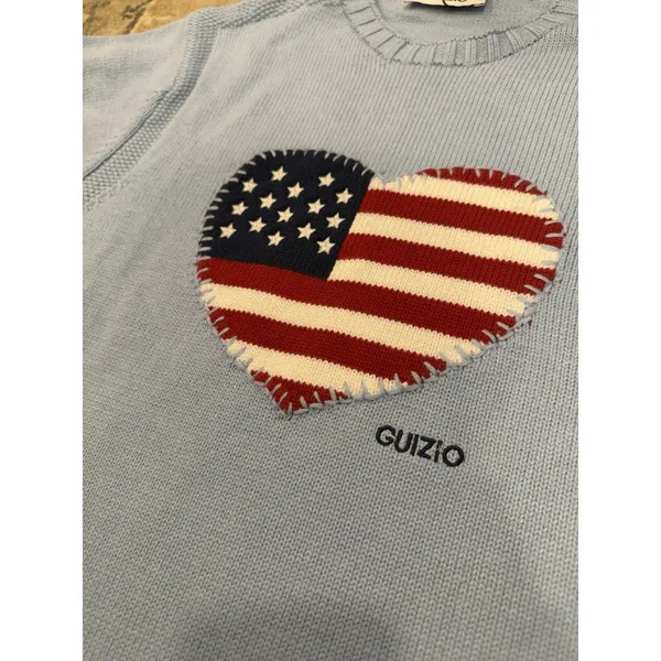 Guizio Americana Love Sweater Blue Oversized Sz Small NWT $188 - Image 12