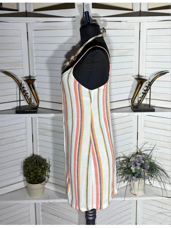 Vintage Y2K RipCurl babydoll mini dress striped festival boho coastal cowgirl S - Image 4