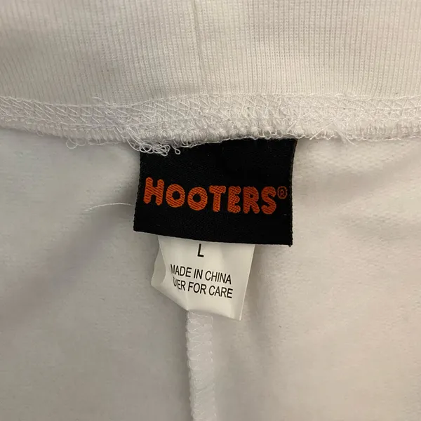 B9 New HOOTERS Capri Sweatpants Cotton Soft Stretchy Warm White/Pink Size Large - Image 4