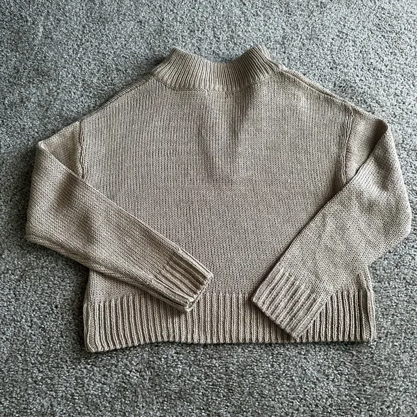 Cupcake Boutique Camel Knit Quarter Zip Cropped Small - Image 5