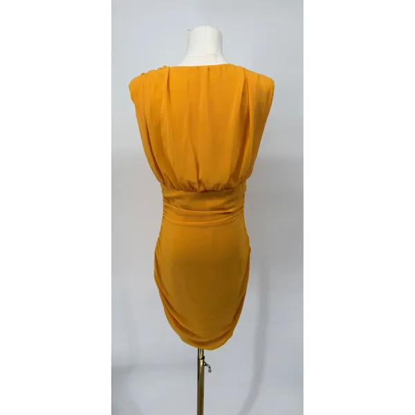 New! Amanda Uprichard Marigold Ruched Deep V‎ Mini Dress Size Small - Image 5
