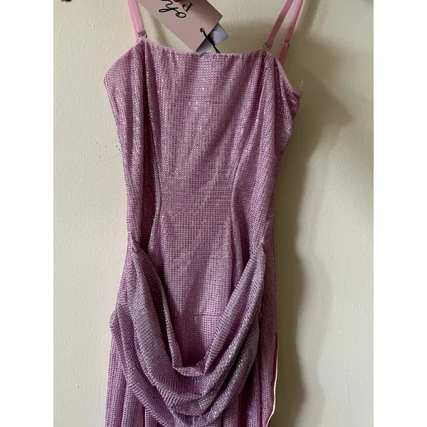 Oh Polly La Rochette Embellished Bandeau Cowl-Waist Maxi Dress Lavender Size 0 - Image 7