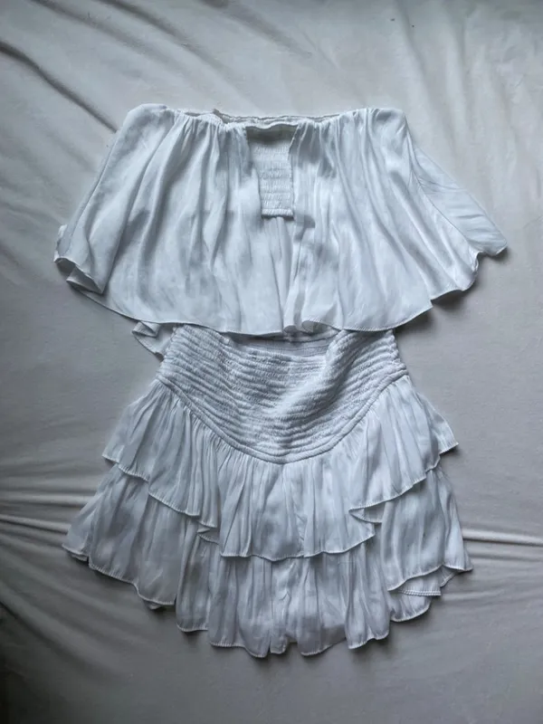 White ruffle preppy mini dress - Image 8