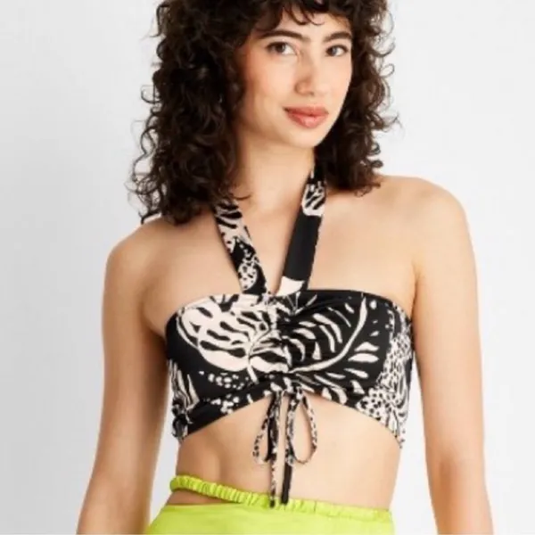 NWT Future Collective X Alani Noelle Botanical Halter Tie-Front Crop Top Sz M - Image 3