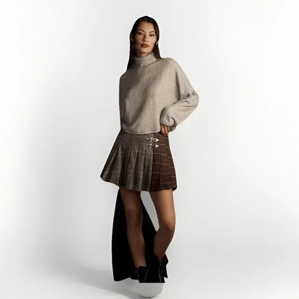 Pilcro Anthropologie‎ Mock Neck Cropped Ribbed Sweater Heather Gray XXS Batwing - Image 2