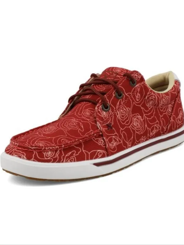 Twisted X Womens Kicks Shoes Loafers Sneakers Womens 7 Red Canvas Western Lace - Image 11