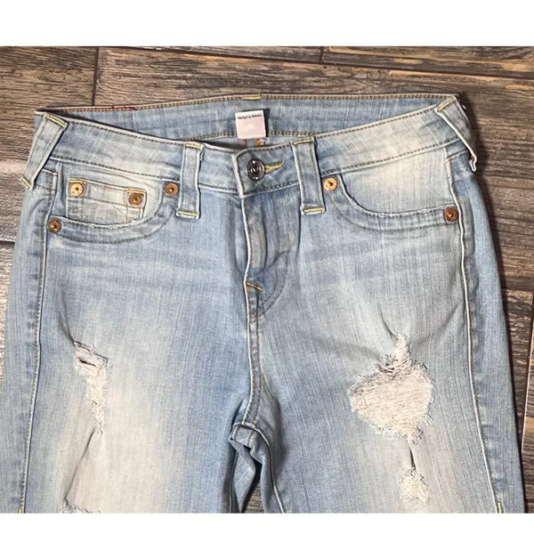 True Religion Super Skinny Jeans Distressed Light‎ Wash Size 29 Ripped Grunge - Image 6