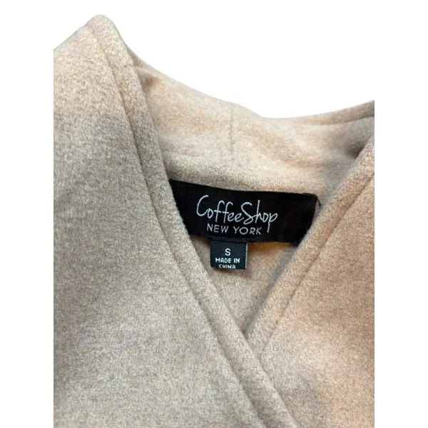 NWT Coffee Shop Apparel Womens Camel Belted Wool Blend Coat Size S - Image 10