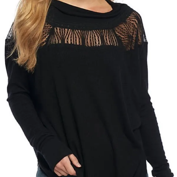 Free People Spring Valley Lace Trim Tunic Top - Black - Small - Image 6