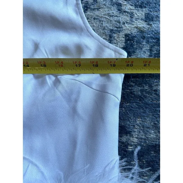 Skirt & Top Set Main Strip 2 Piece White Feather Trim SizeLarge NEW Wedding Bach - Image 11