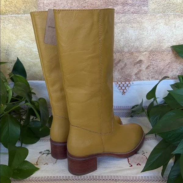 NEW Frye Women’s Camryn Leather Tall Pull-On Banana Knee-High Heel Boots Size 10 - Image 12