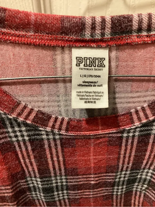 PINK Victoria's Secret Red Plaid Long Sleeve Pajama Set - Image 2