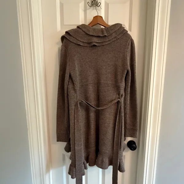 MM Couture Brown Ruffle Cardigan Sweater - Image 5