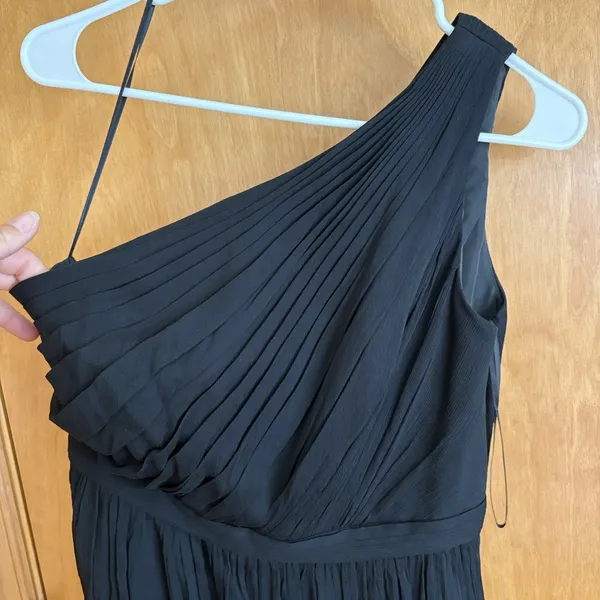 J‎ CREW SHORT DRESS SILK CHIFFON FORMAL 4 KYLIE ONE SHOULDER Black #41825 - Image 4