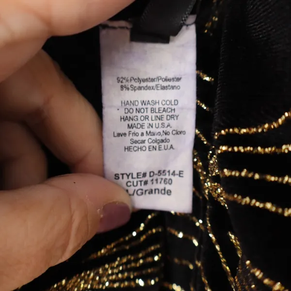 Codigo Black Gold Glitter Sunburst Multi Strap Bodycon Midi Dress Large - Image 5