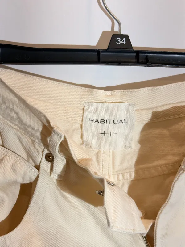 Habitual Ivory High Rise Wide Leg Straight Jeans Cream Denim Pants 27 US 4 - Image 9