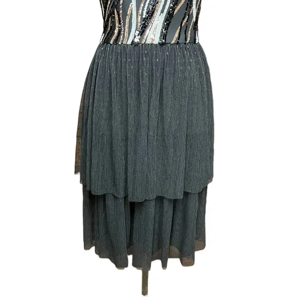 Dress The‎ Population Block Print Tiered Sequin Tulle Dress Size Small - Image 4