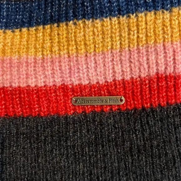 Abercrombie & Fitch Colorful Striped Bow Sweater Size‎ XS Preppy Y2K Rainbow - Image 8