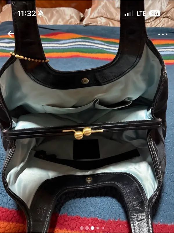 Coach Black Y2K Signature Canvas kisslock Hobo Bag with Leather Trim - Image 3